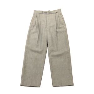 New CHICJOC Women’s Marzotto Wool Pleated Trousers Belted Size 36 Gray Luxury